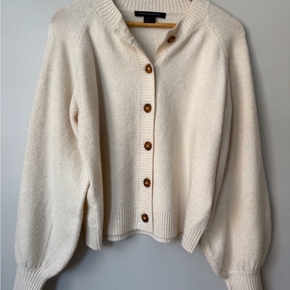 French Connection Cream Button-Up Cardigan